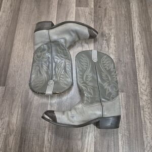 Vintage Hy-Test Men's Gray Working Western Cowboy Boots With Steel Toe Size 11